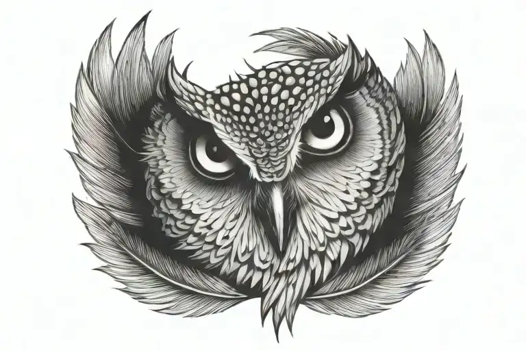 Owl Eye With Horizontal Feather Above