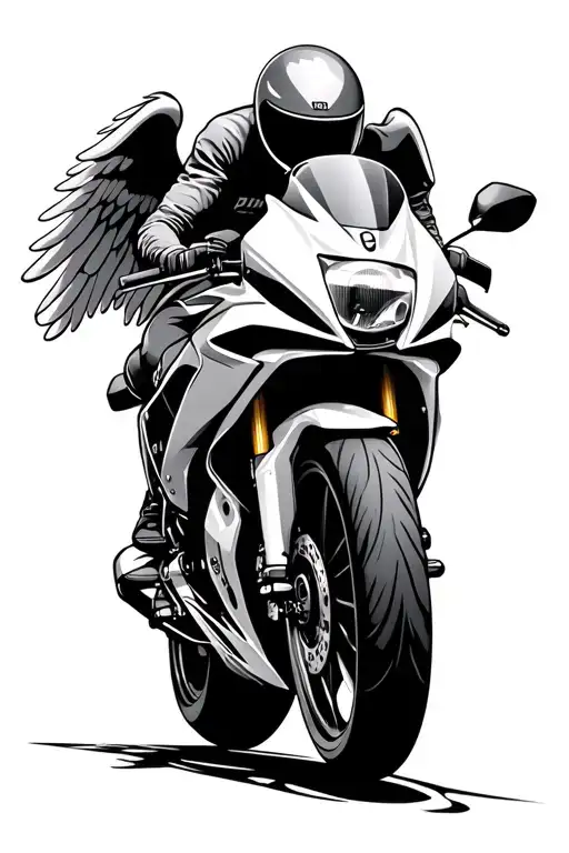 Supersport Bike With Angel Riding