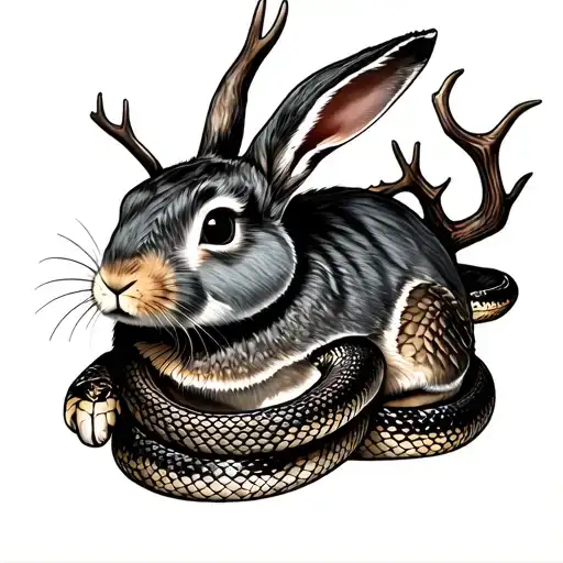 Rabbit With Antlers 8 Points And Snake Body