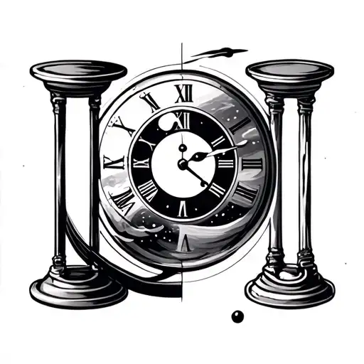 Space And Time Theme Focused On Hour Glass