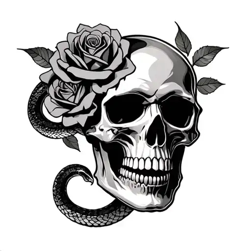 Skull And Roses And Snakes
