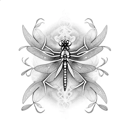 Dragonfly Violets Daffodils Asters