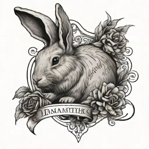 Sentimental Daughter Birthday Roman Numerals With Bunny In A Minimalist Style