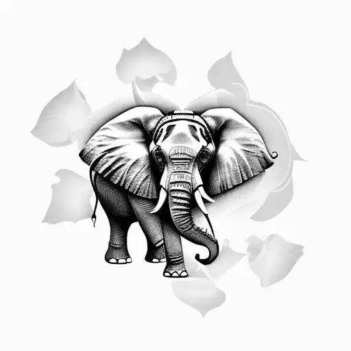 Elephant With Lotus Flower