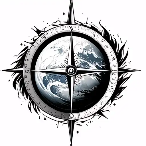 Planet And Compass Surrounded