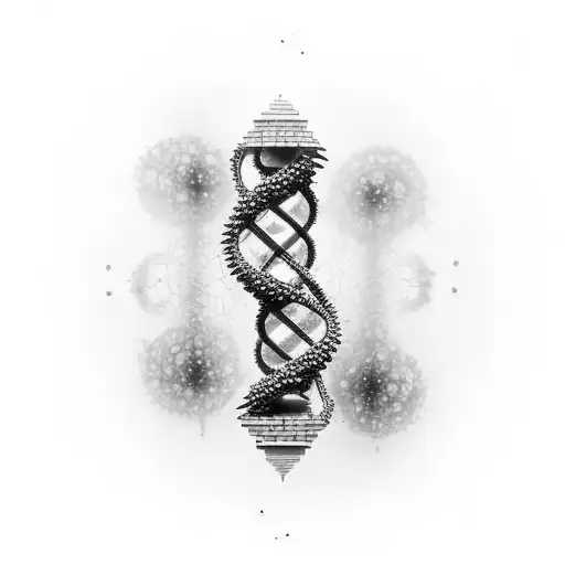 Pillar With Dna Strands Spiraling Around It