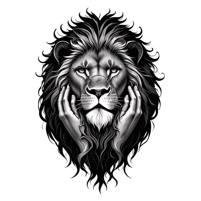 Lion With Arms Wrapped Around My Wifes Face