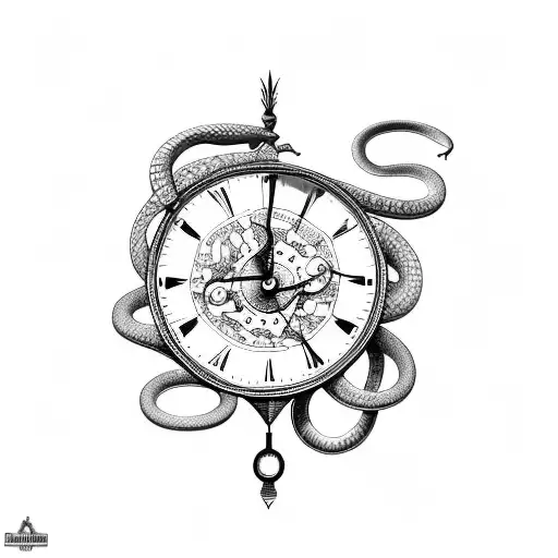 Pendulum Clock With Snake Wrapped Around