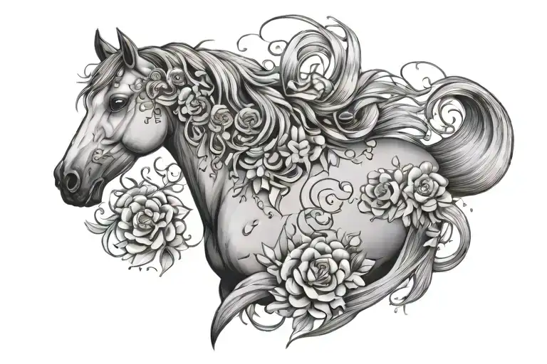 Constellation Horse With Celtic Flowers