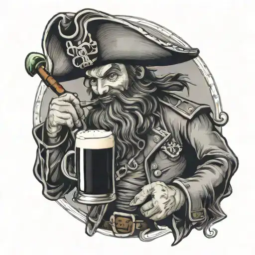 Leprechaun Pirate Drinking A Pint Of Guinness In A Tavern