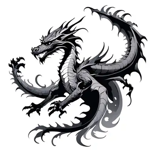 Abstract Painted Dragon Emerging Representing Imagination