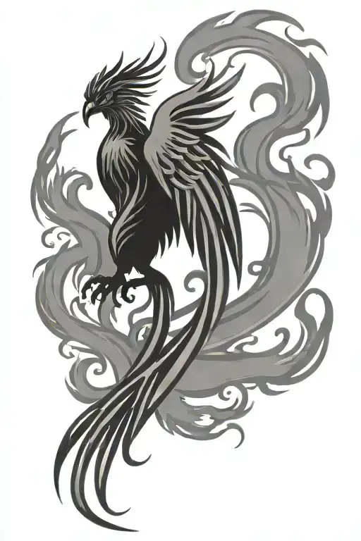 Phoenix Silhouette With Flames
