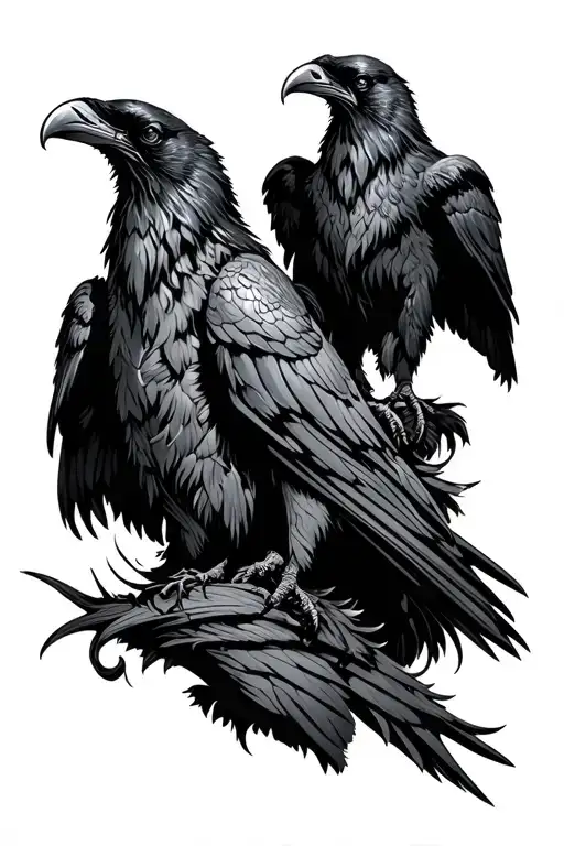 Odin With 2 Ravens
