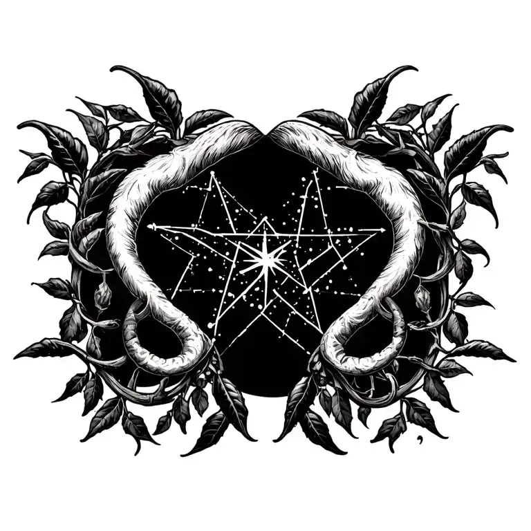 Aries Star Constellation Intertwined With Chili Pepper Vines