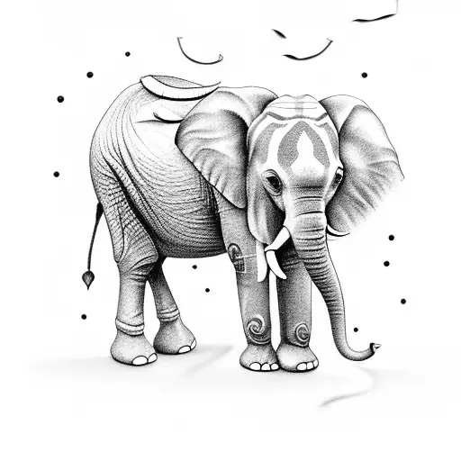 Elephant With Lotus Flower