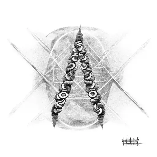 Pillar With Dna Strands Spiraling Around It