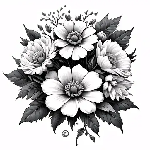 Variety Of Pretty Poisionous Deadly Flowers From Shoulder To Upper Arm