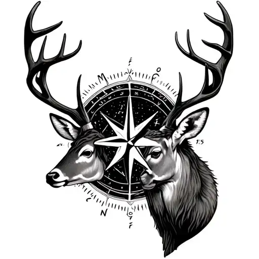 Compass Deer Big Dipper Constellation