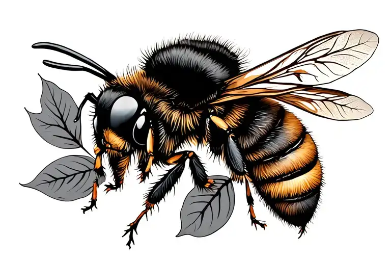 Bee And Leaves Intertwined