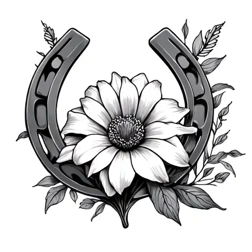 August And September Birth Flower Intertwined With Horse Shoe