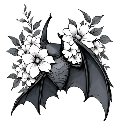 Bat Wings And Flowers