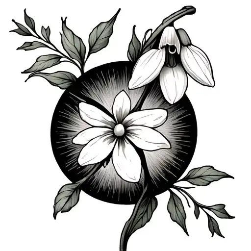 Snow Drop Flower And Aquarius Zodiac Sign