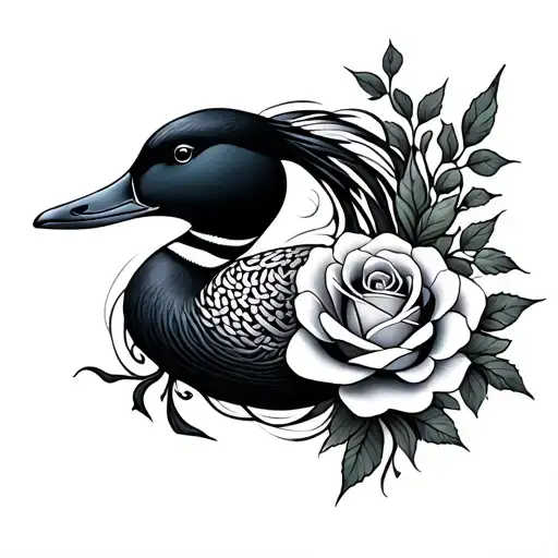 Abstract Celtic Ukrainian Loon Tattoo With Rose