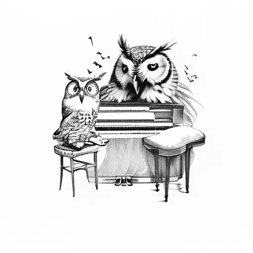 A Musician Playing The Piano With An Owl Perched On Top