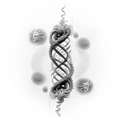 Pillar With Dna Strands Spiraling Around It