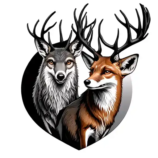 Deer And Fox Surrounded