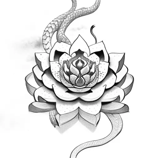 Snake With Lotus Flower
