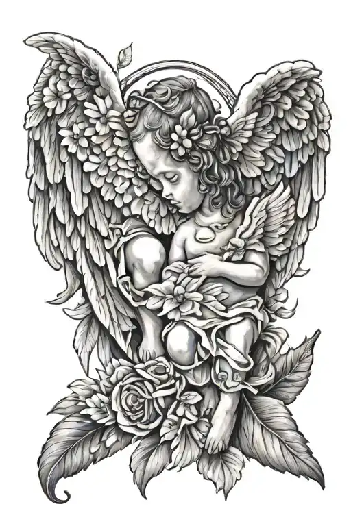 2 Fallen Baby Angel Wings