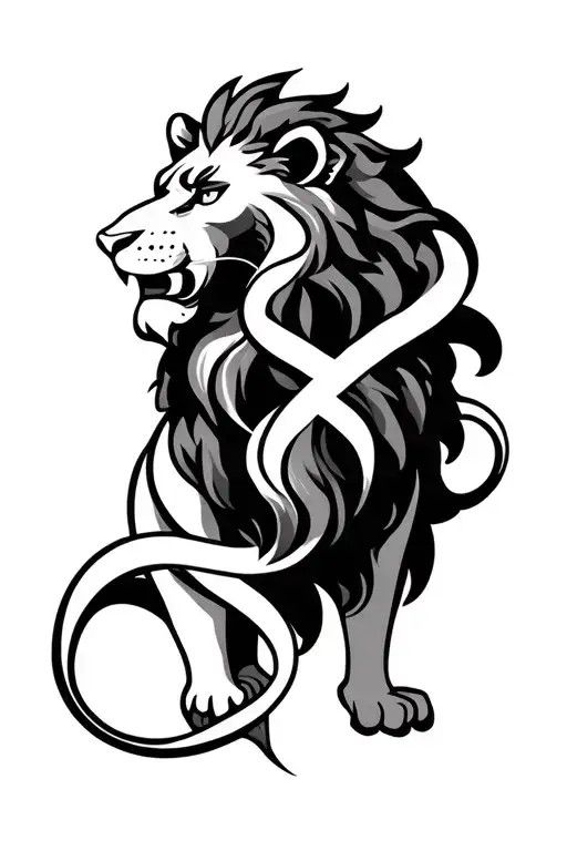 Lion With An Infinity Symbol Intertwined