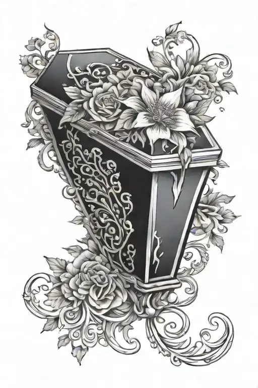 Coffin Adorned With Intricate Floral