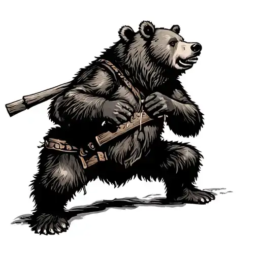 Davy Crocket Fighting Bear