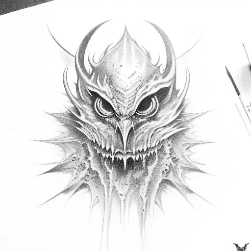 Full Body Nightmarish Avian Shadow Demon