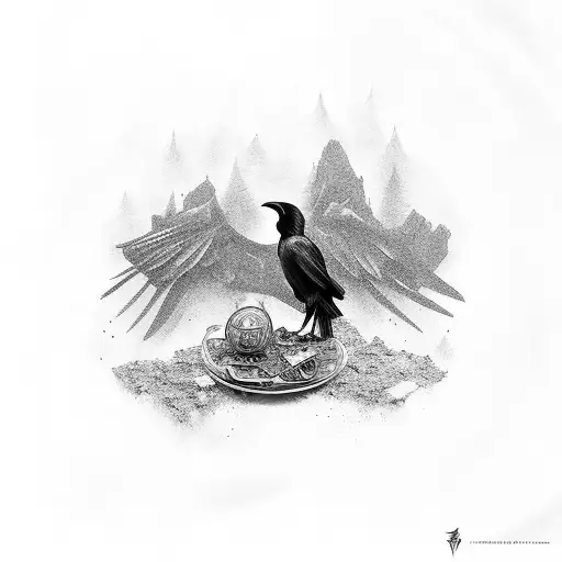 A Raven Surrounded By Treasures