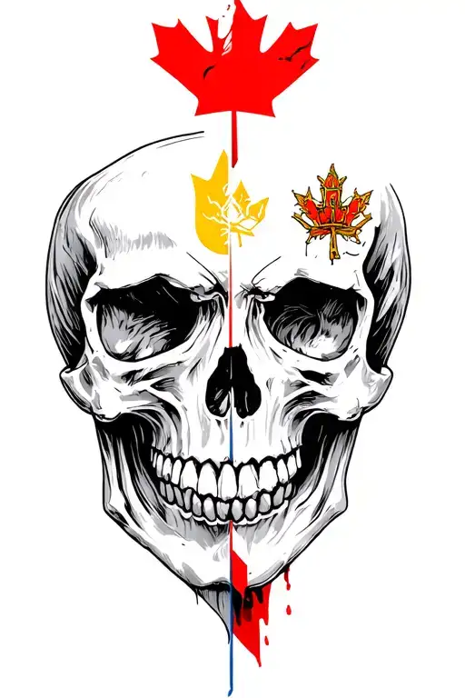 Philippine Flag And Canada Flag Morphing Skull