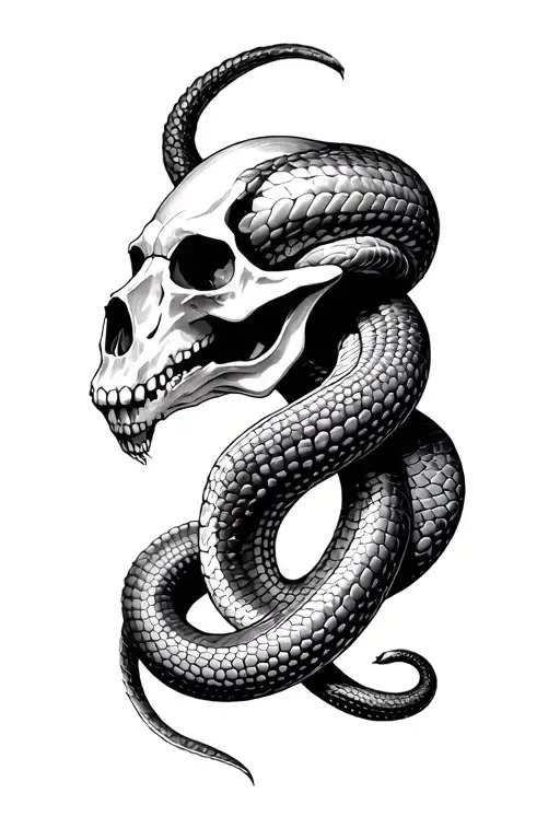 Two Headed Snake With Skull