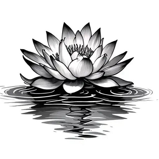 Lily Pad Under Lotus With Water Ripples