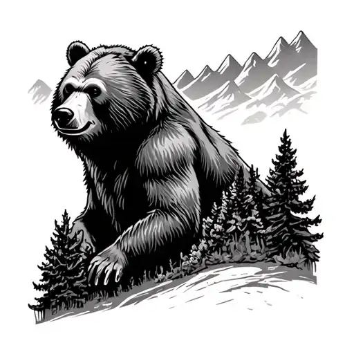 Smokey The Bear In The Mountains Panorama