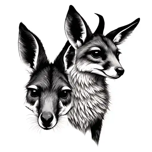 Kangaroo And Fox Full Body