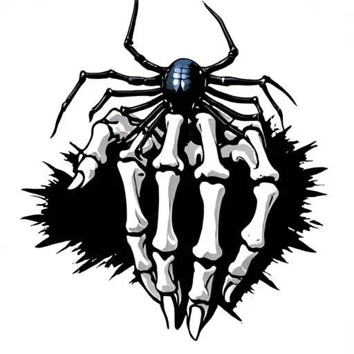 Skeleton Hand With Black Widow On Top