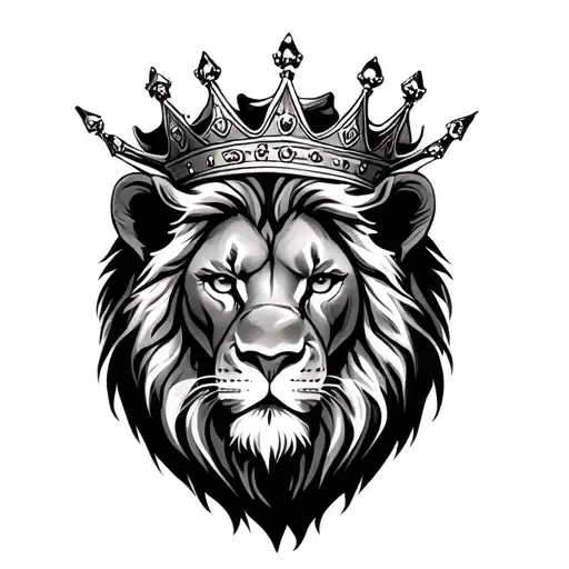 Realism Lion Face With Crown On With Shining Lights