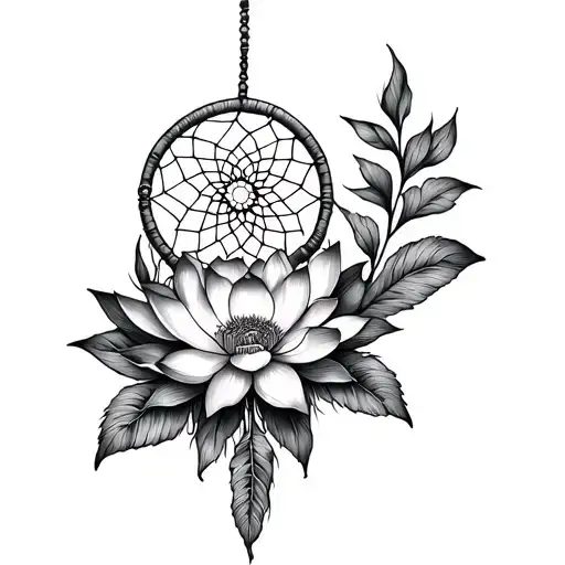 Dream Catcher And Lotus Flower Blooming Flowers