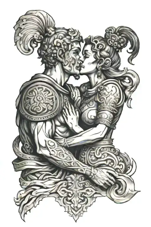 Ancient Love Couple Kissing