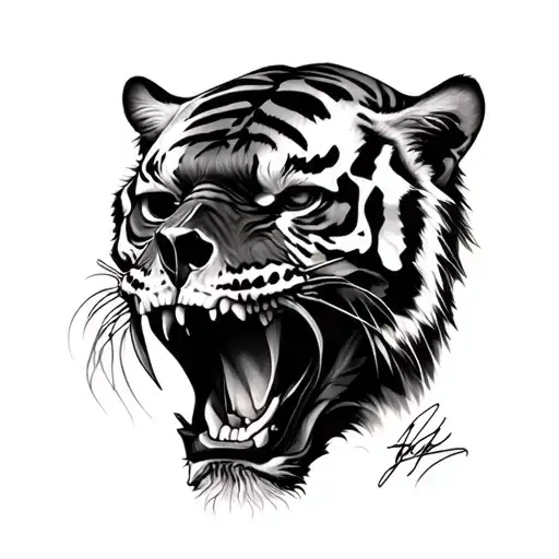 Skull And Tiger Realism