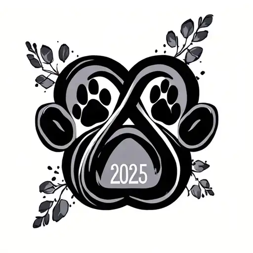 Infinity Symbol With Paw Print And 2025 In Roman Numeral