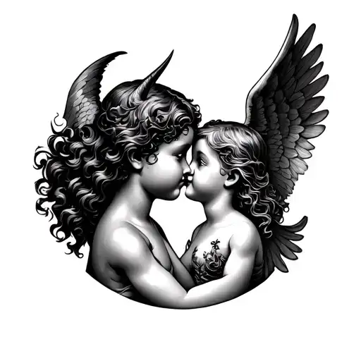 Devil And Angel Cherub Whispering In My Ear Neck