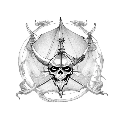 A Pirate Ship Sailing Through A Sea Of Dragons